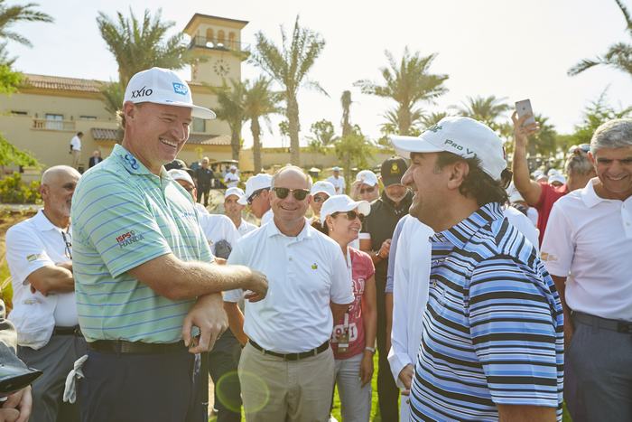 Ernie Els with His Excellency Yasir bin Othman Al-Rumayyan during the Grand Opening Ceremonial Tee Shot