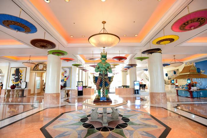 The hotel lobby