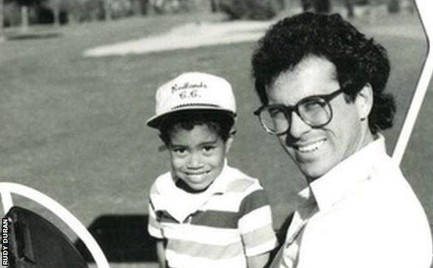 Tiger Woods and his coach Rudy Duran